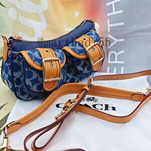 💕Coach blue Ashton In Signature Denim Shoulder Bag